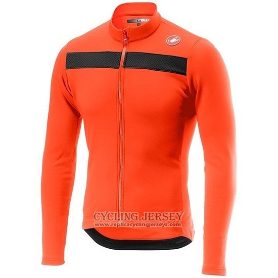 2019 Cycling Jersey Castelli Puro 3 Orange Black Long Sleeve And Bib Tight